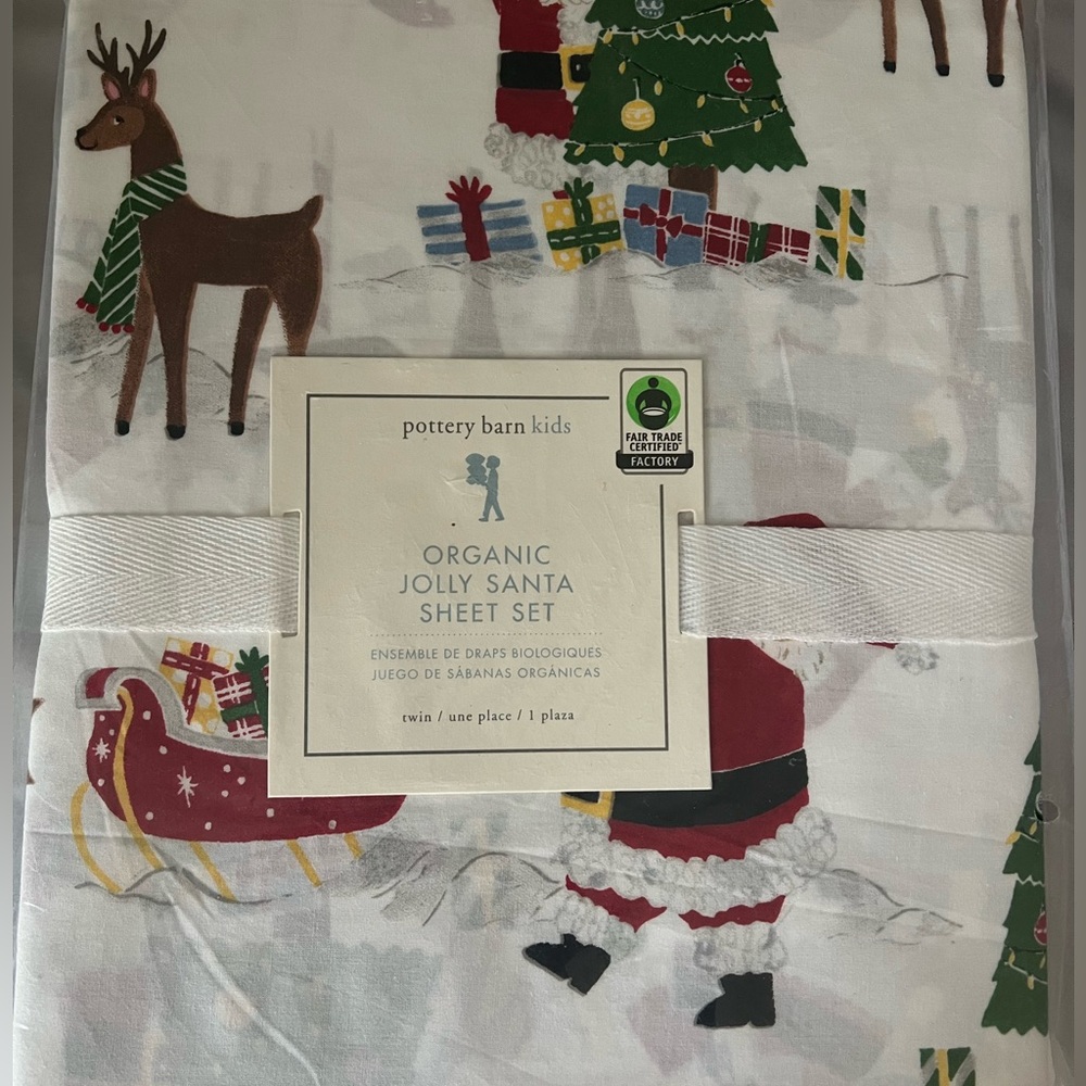 Pottery Barn Kids Organic Santa Sheet Set